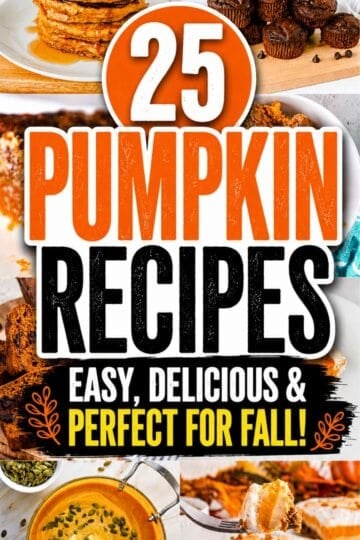 Save this collection of 25 Pumpkin Recipes when you’re craving all the cozy flavors of fall! These Autumn Recipes include everything from Pumpkin Dessert Ideas and Quick Pumpkin Desserts to Pumpkin Dinner Recipes, Pumpkin Pasta Recipes, and comforting Fall Dinner Ideas. You’ll find Fall Baked Goods, Pumpkin Coffee Cakes, Pumpkin Cream Cheese Muffins, Pumpkin Cake, Pumpkin Spice Muffins, Pumpkin Pancakes, creamy pumpkin soup, and more Easy Homemade Recipes. Whether you need Fall Baking Ideas, Fall Food Ideas, a Nutritious Breakfast, a Hearty Dinner, or the Best Pumpkin Desserts for Thanksgiving, this roundup is packed with Fall Recipe Ideas. These sweet and savory Pumpkin Recipes make Fall Cooking easy, delicious, and perfect for pumpkin season. Save this cozy fall roundup for later!