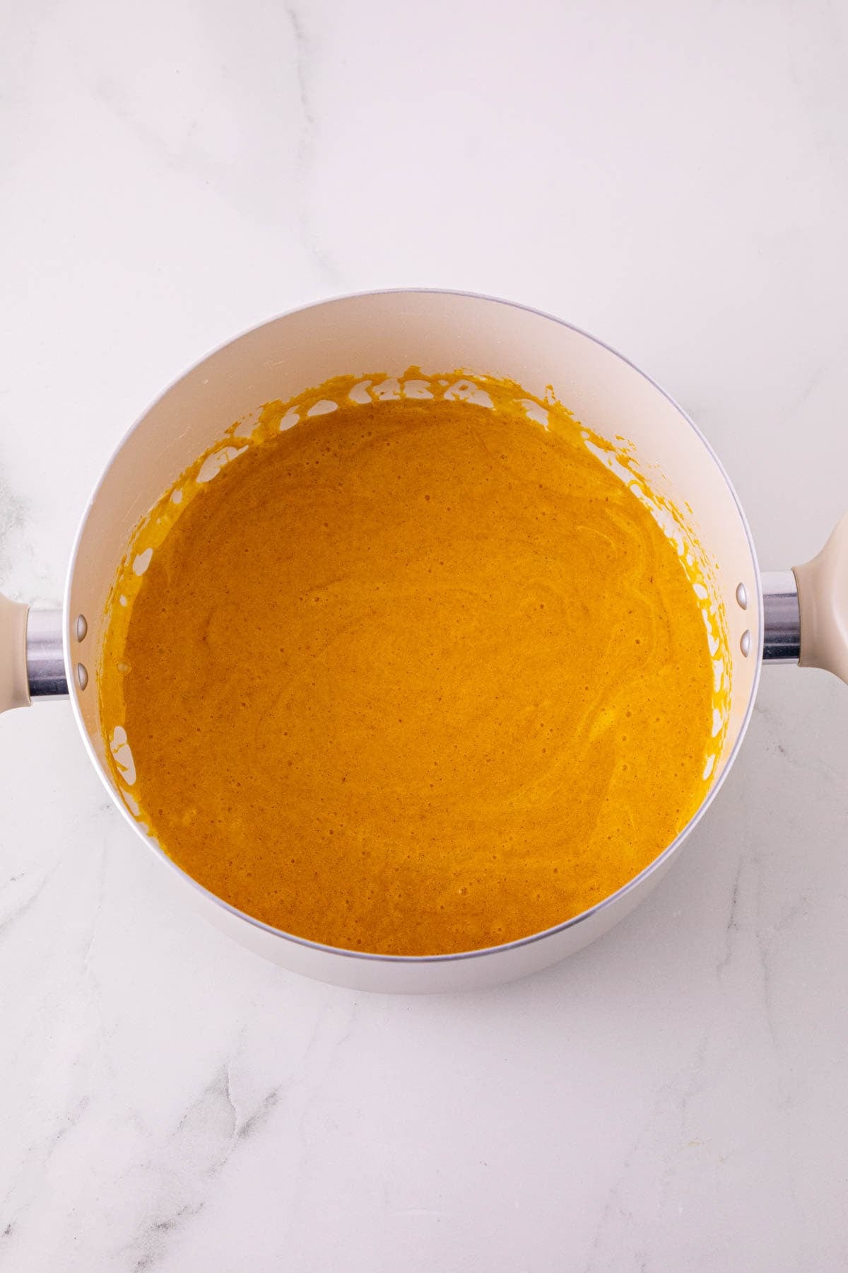 pumpkin and marshmallow mixture in a pot
