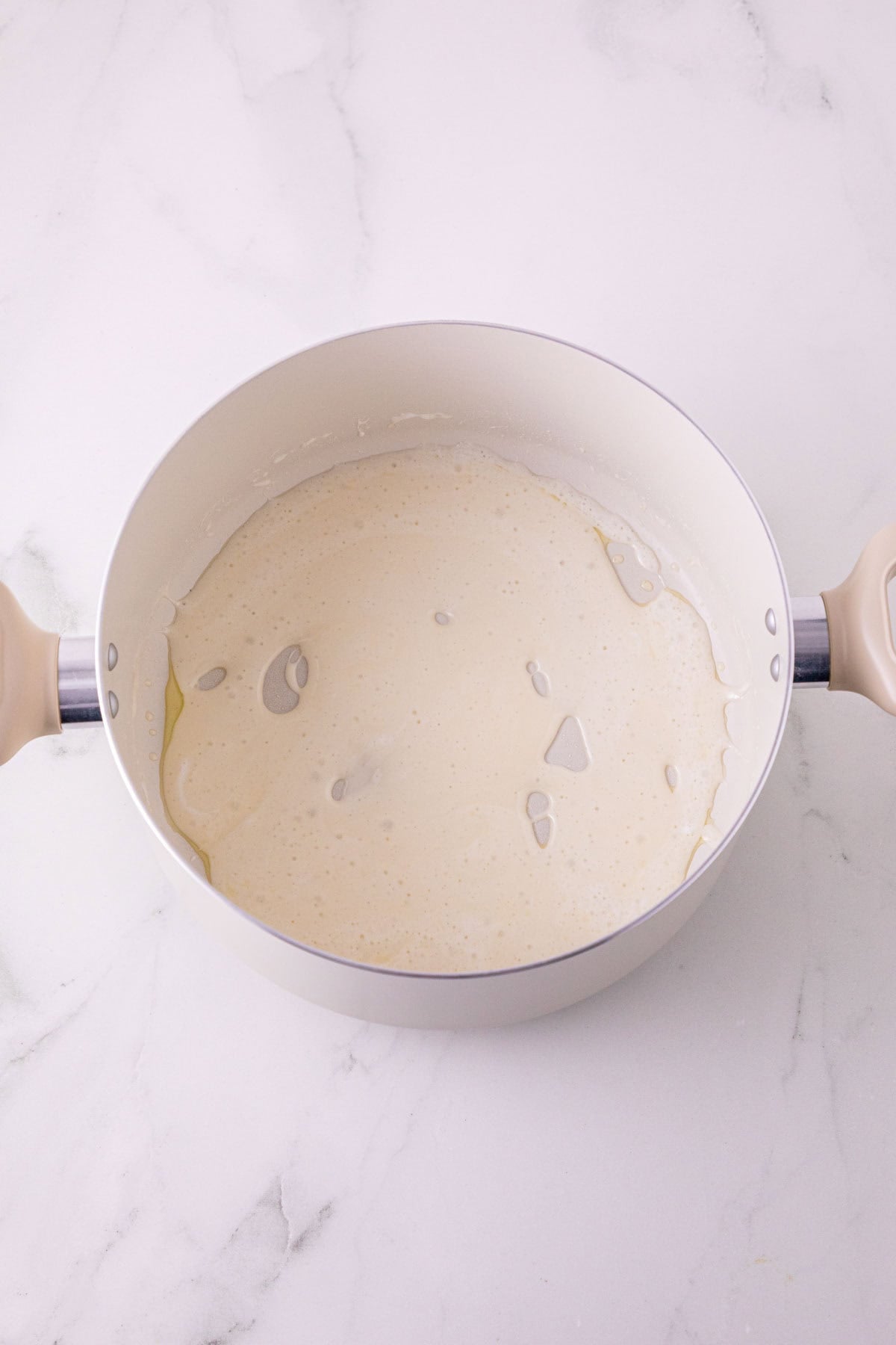melted marshmallow mixture in a pot