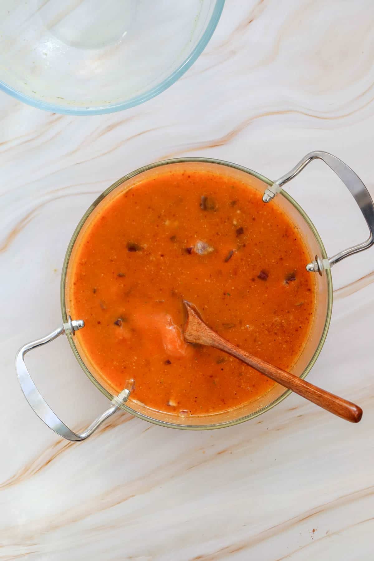 pumpkin soup cooking in a pot