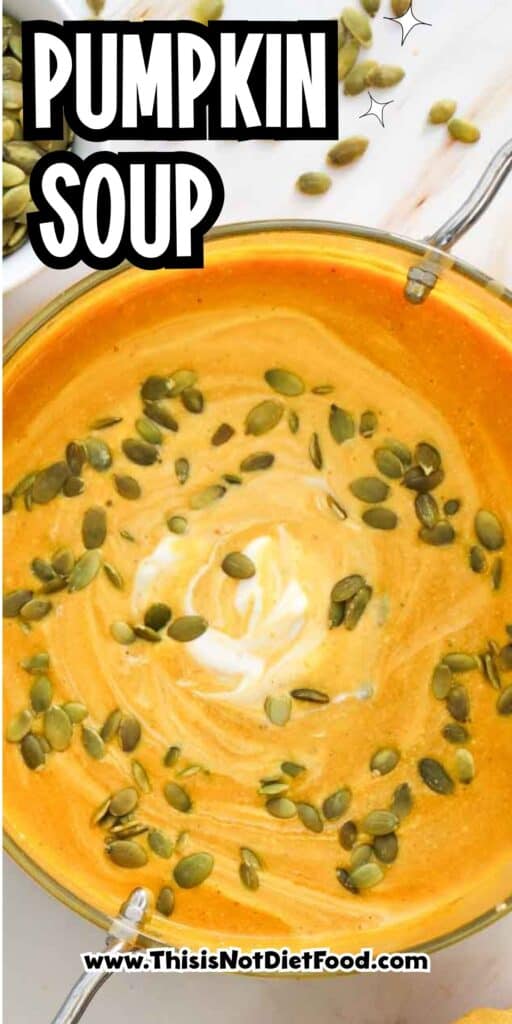 This Creamy Pumpkin Soup is the ultimate cozy fall comfort food! Made with smooth pumpkin puree, onion, garlic, warm ginger, cumin, nutmeg, flavorful broth, and rich heavy cream, this Easy Pumpkin Soup Recipe is ready in just 40 minutes. If you’re searching for Pumpkin Soup Recipes, Fall Soup Recipes, Creamy Soup Recipes, or easy Pumpkin Recipes for dinner, this simple homemade soup is a must-try. Serve this Creamy Pumpkin Soup with crusty bread, croutons, toasted pumpkin seeds, or a swirl of cream for a comforting meal. It’s perfect for chilly fall nights, Thanksgiving dinner, holiday lunches, or an easy weeknight meal. Save this Pumpkin Soup Recipe for your fall meal planning, and enjoy a warm bowl of creamy, savory pumpkin goodness all season long!