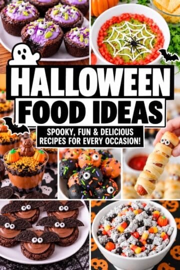 Make your Halloween celebration extra fun with these 22 Creative Halloween Food ideas packed with Spooky Halloween Food, creepy appetizers, sweet treats and easy Party Food. Find Halloween Party Snacks Ideas, Halloween Desserts, Mummy Hot Dogs, Halloween dips, spider cookies, Rice Krispie pumpkins and more. These Halloween Food For Party ideas are perfect for kids and adults, whether you're planning a Spooky Halloween Party, Halloween Birthday Party, movie night, potluck or spooky buffet. Save these Scary Food Ideas, Savory Halloween Food Ideas, Halloween Treats For Kids Party and Easy Halloween Food recipes for October celebrations, Halloween hosting and fright-night snacking. You'll find Cute Halloween Foods For Party plus plenty of Spooky Snacks everyone will want to try.