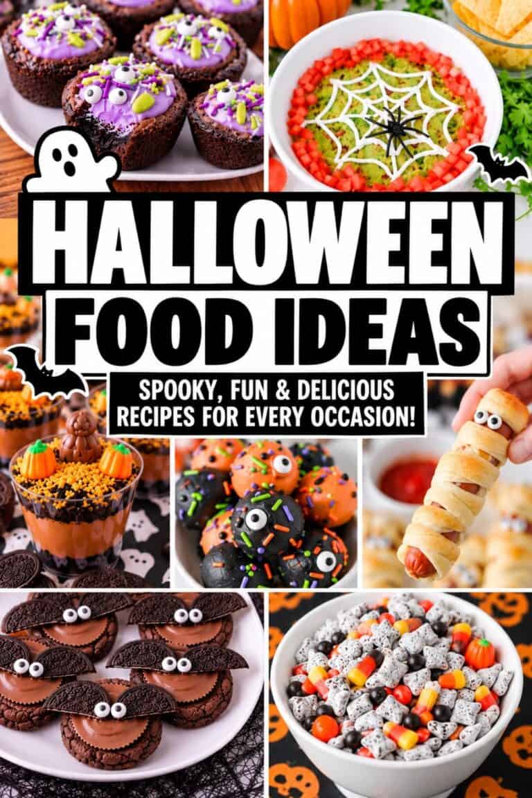 Make your Halloween celebration extra fun with these 22 Creative Halloween Food ideas packed with Spooky Halloween Food, creepy appetizers, sweet treats and easy Party Food. Find Halloween Party Snacks Ideas, Halloween Desserts, Mummy Hot Dogs, Halloween dips, spider cookies, Rice Krispie pumpkins and more. These Halloween Food For Party ideas are perfect for kids and adults, whether you're planning a Spooky Halloween Party, Halloween Birthday Party, movie night, potluck or spooky buffet. Save these Scary Food Ideas, Savory Halloween Food Ideas, Halloween Treats For Kids Party and Easy Halloween Food recipes for October celebrations, Halloween hosting and fright-night snacking. You'll find Cute Halloween Foods For Party plus plenty of Spooky Snacks everyone will want to try.