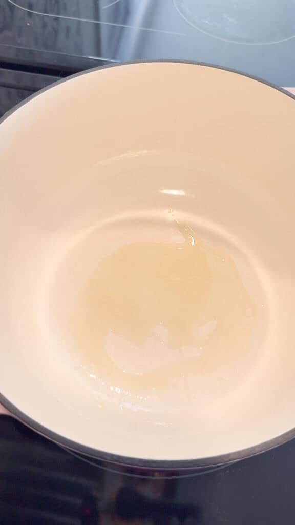 oil heating in a large pot
