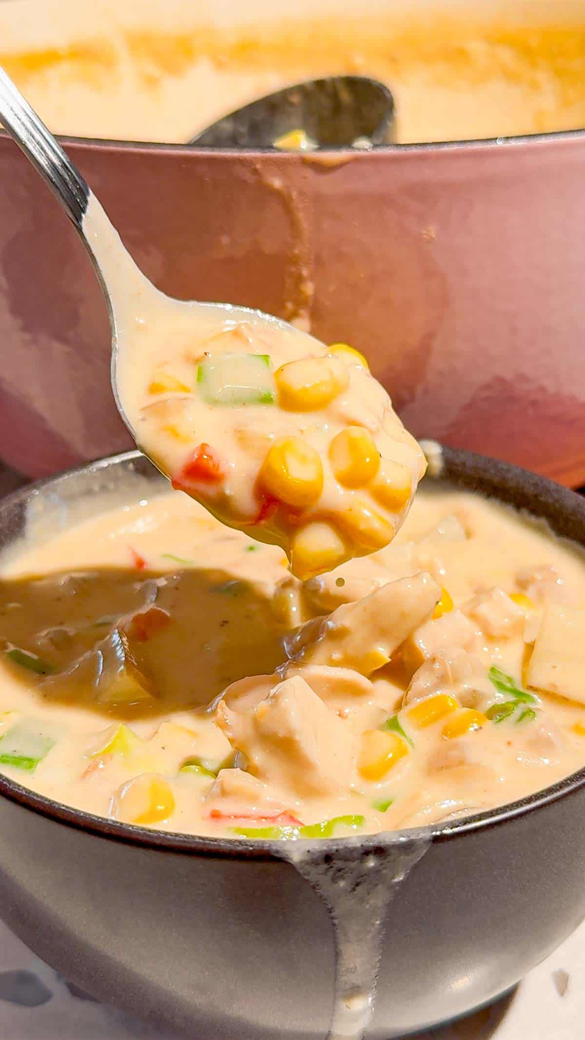 spoonful of chicken corn chowder