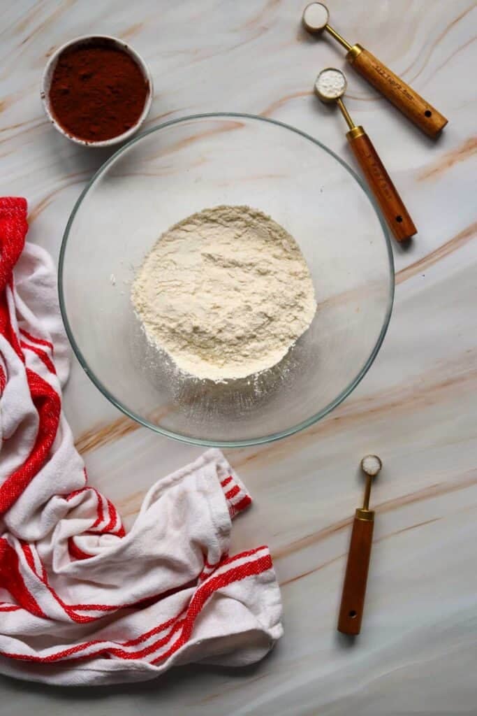flour in a large mixing bowl