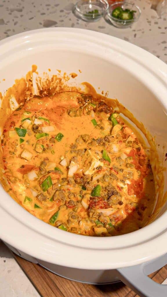 crock pot nacho mixture after cooking