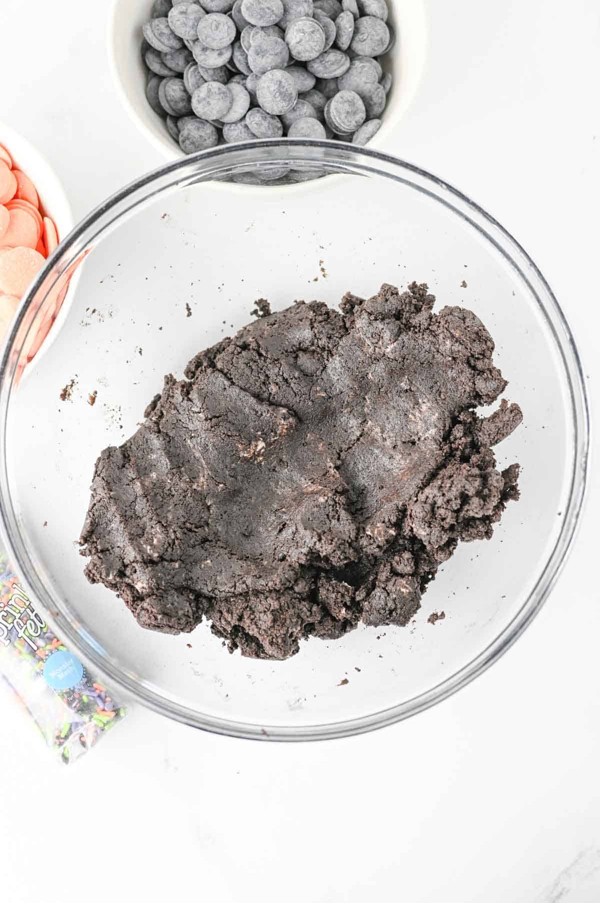 oreo ball filling mixture in a bowl