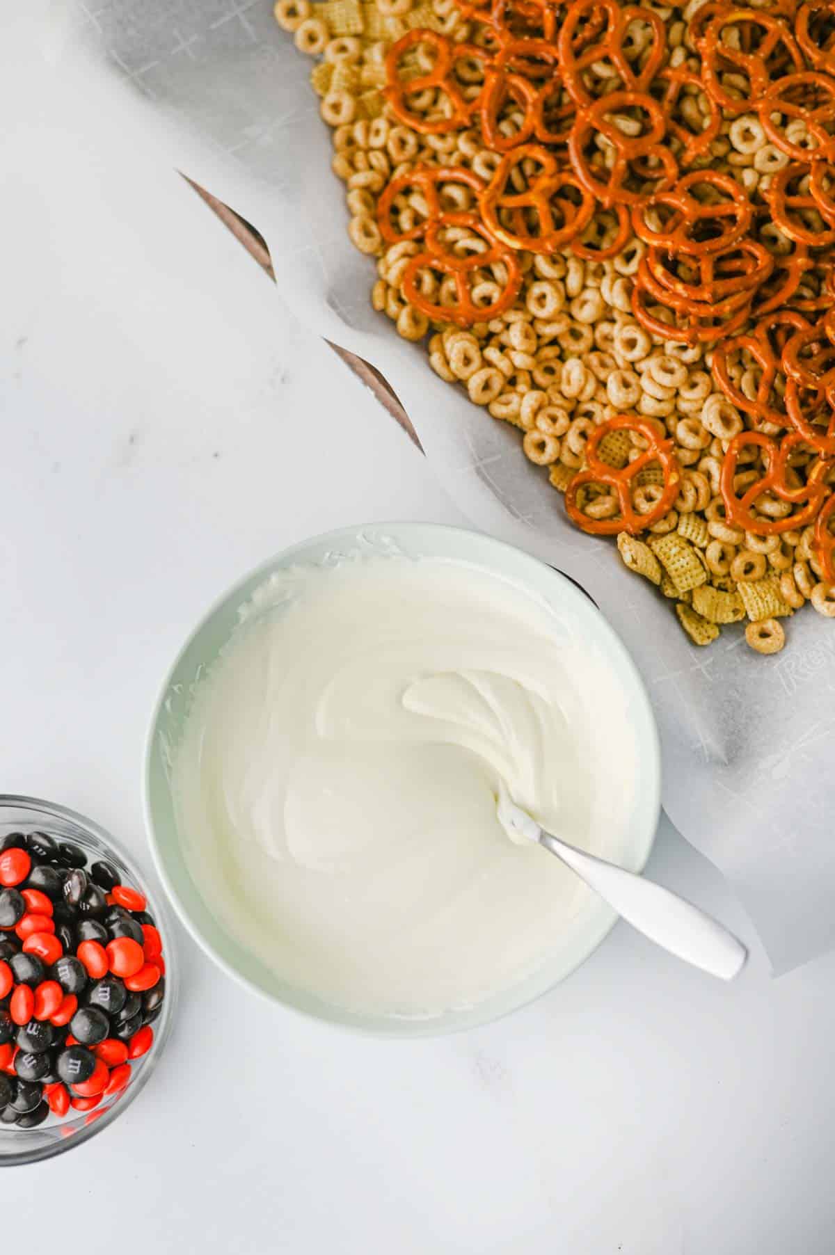 melted white chocolate in a bowl