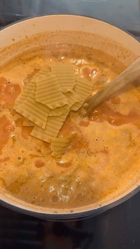 lasagna noodles added to soup