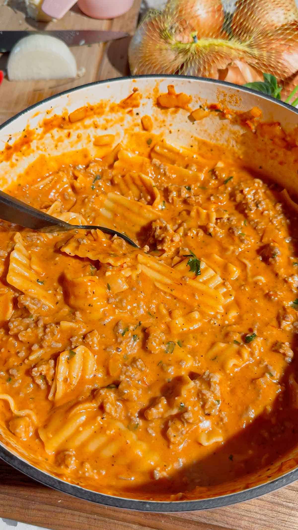 This easy Lasagna Soup recipe is the ultimate cozy comfort food for busy weeknights! Made with Italian sausage, ground beef, broken lasagna noodles, pasta sauce, chicken broth, heavy cream, mozzarella, ricotta, Parmesan, and fresh basil, this hearty soup has all the flavors of classic lasagna without the work of layering and baking. If you love easy soup recipes, one pot dinners, Italian soup recipes, or comforting family dinner ideas, this creamy Lasagna Soup is a must-try. It’s an easy 35 minute meal that’s perfect for fall dinners, cold winter nights, or anytime you’re craving cheesy pasta. Save this One Pot Lasagna Soup for an easy weeknight dinner, cozy Sunday supper, or simple family meal everyone will love. The creamy ricotta topping makes every bowl extra delicious!