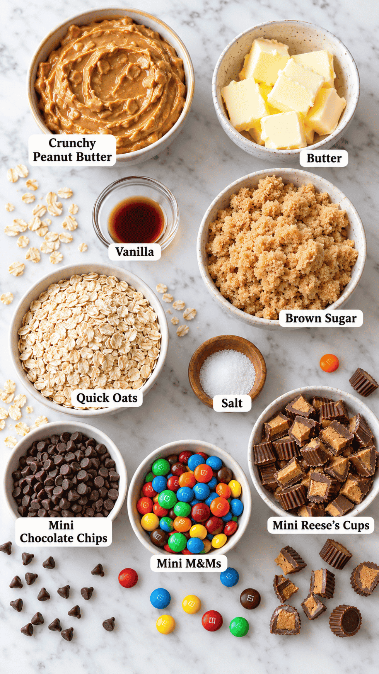 monster cookie dough dip ingredients on the kitchen counter