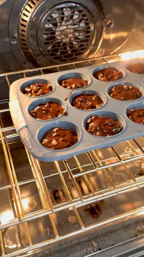 muffin tin brookies baking in the oven