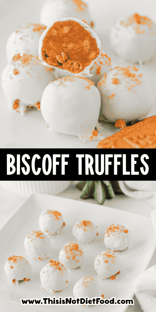 These Biscoff Truffles are an easy no bake dessert made with Biscoff cookie crumbs, cream cheese, cookie butter and almond bark for a rich, creamy bite-sized treat. Perfect for Christmas dessert trays, holiday parties, cookie exchanges, homemade gifts, potlucks and sweet snack boards, these cookie butter truffles are simple to make with just a few ingredients. If you love Biscoff recipes, Lotus Biscoff desserts, no bake truffles, easy candy recipes and cream cheese truffles, this sweet treat is a must try. The crunchy cookie crumb topping makes them look pretty enough for gifting, while the smooth cookie butter filling makes them dangerously good for any dessert table.