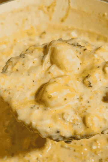 This Broccoli Cheddar Chicken Gnocchi Soup is a creamy, cheesy comfort food dinner loaded with tender broccoli, rotisserie chicken, potato gnocchi, cheddar cheese and parmesan. This easy soup recipe is perfect for busy weeknights, cold weather dinners, family meals and cozy fall or winter cooking. If you love broccoli cheddar soup, chicken gnocchi soup, creamy chicken soup recipes, rotisserie chicken recipes or hearty one pot dinners, this thick and filling soup is a must try. Made with chicken broth, half and half, broccoli florets, pillowy gnocchi and plenty of shredded cheese, this easy broccoli cheddar chicken soup comes together in just 35 minutes and makes a satisfying dinner everyone will want seconds of.