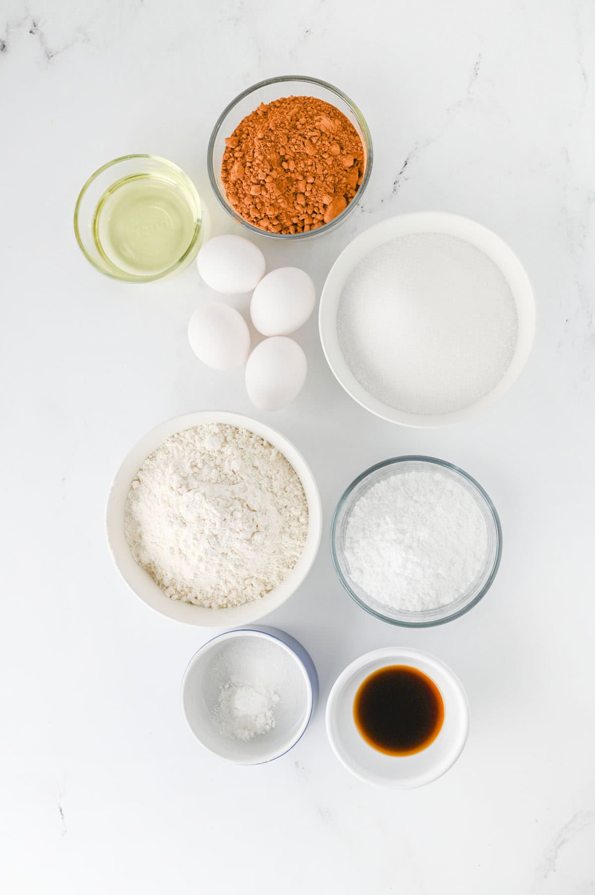 chocolate crinkle cookie ingredients on the kitchen counter