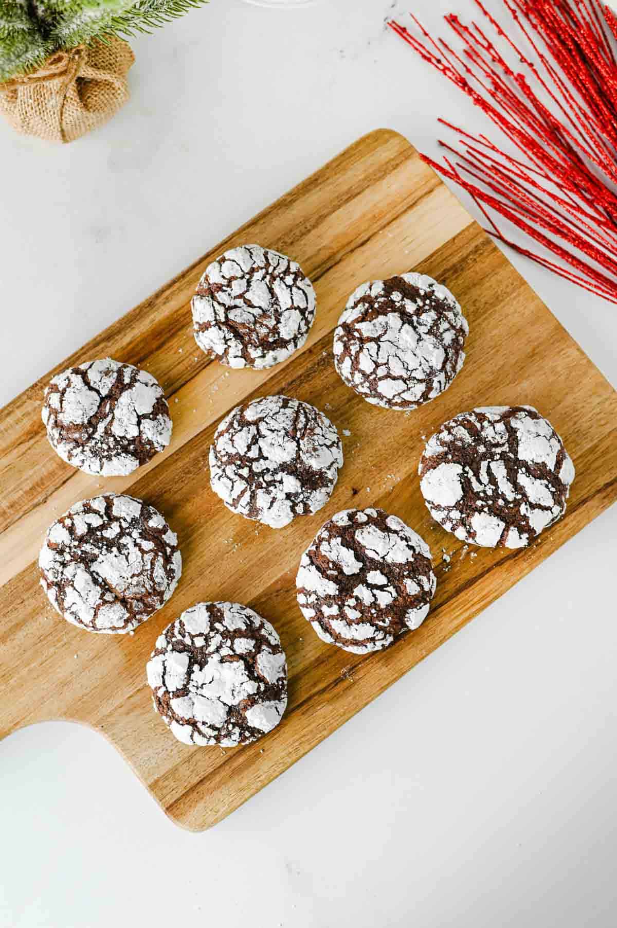 chocolate crinkle cookies ready to serve