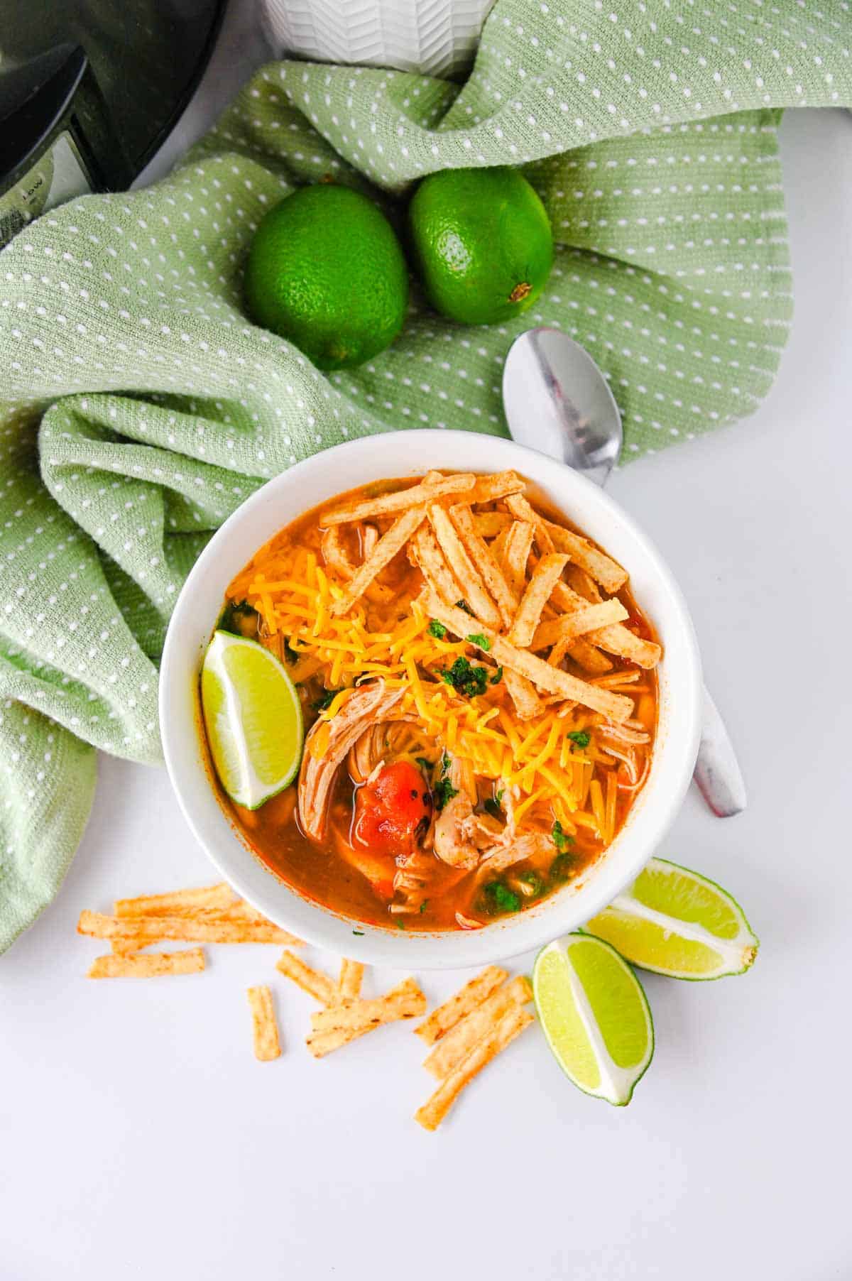 red enchilada soup in a bowl