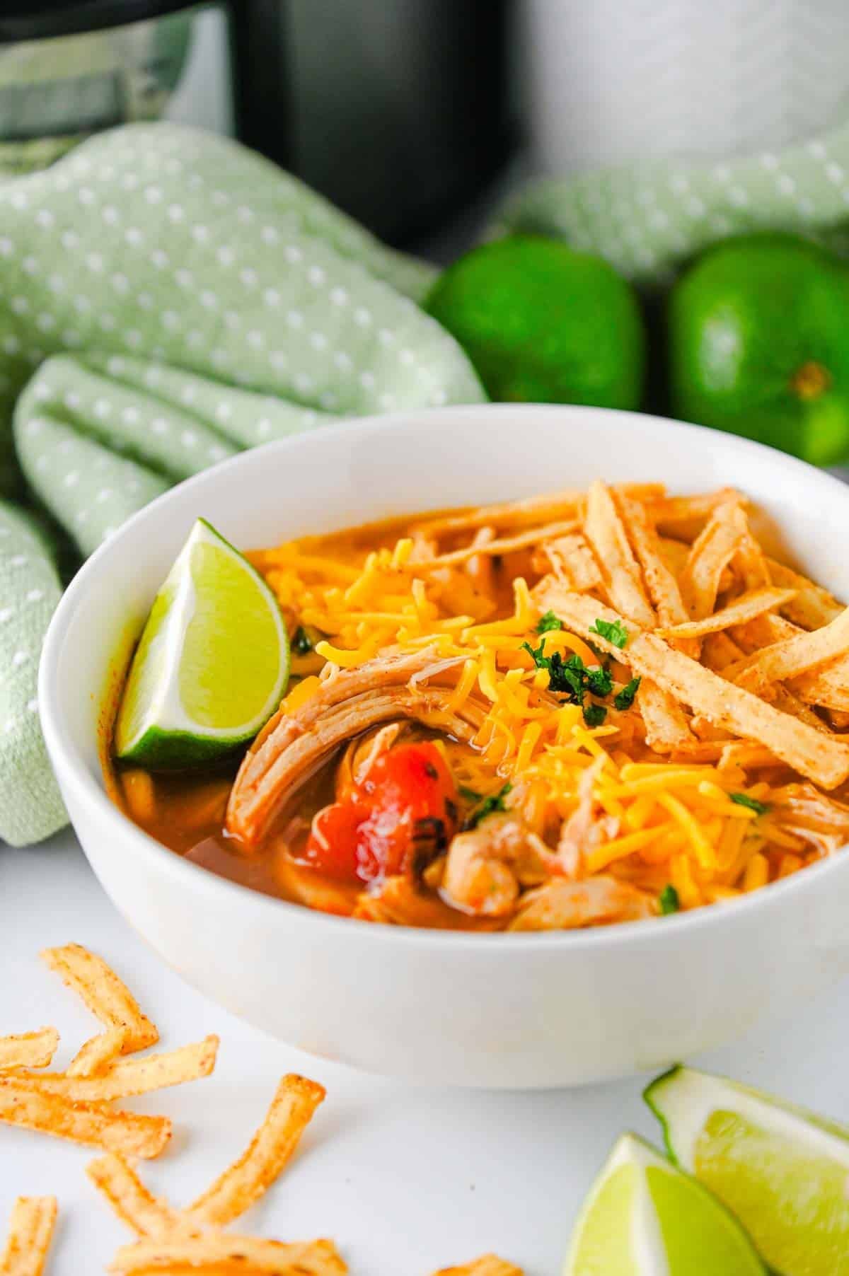 chicken enchilada soup in a bowl