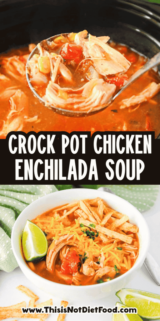 This Crock Pot Chicken Enchilada Soup is an easy slow cooker dinner loaded with tender shredded chicken, black beans, corn, fire roasted tomatoes, green chiles and bold enchilada sauce. Perfect for busy weeknights, meal prep, chilly days and family dinners, this Chicken Enchilada Soup Recipe is hearty, flavorful and simple to customize with cheese, sour cream, tortilla strips, cilantro, avocado or lime. If you love Crock Pot Chicken Soup Recipes, Mexican Soup Recipes, Slow Cooker Chicken Enchilada Soup, Easy Crockpot Dinners and cozy comfort food with a Tex-Mex twist, this dump and go soup is a must try for your dinner rotation.