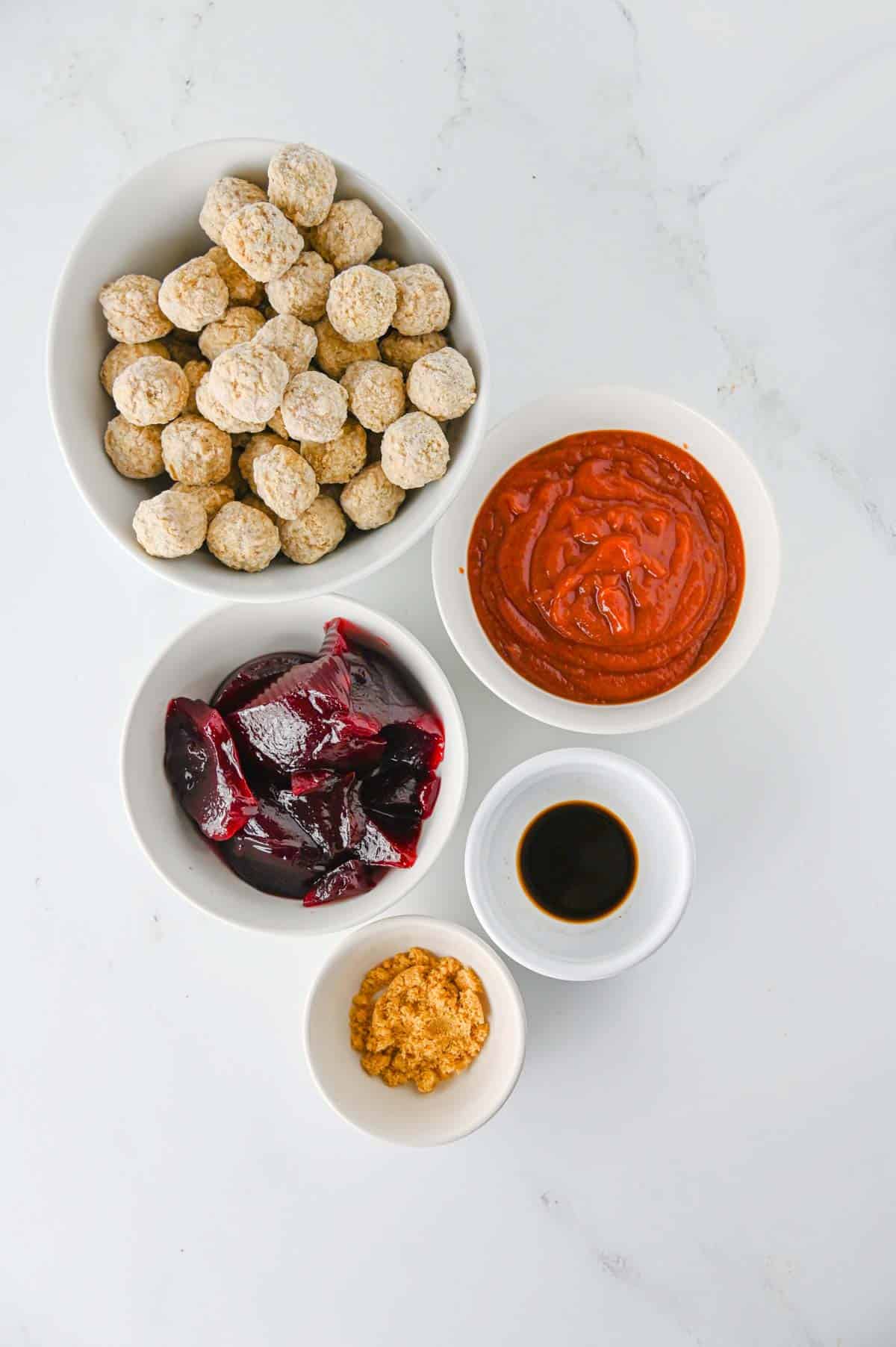 cranberry meatball ingredients on the kitchen counter