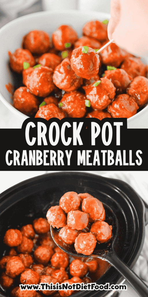 These Crock Pot Cranberry Meatballs are the easy party appetizer your holiday table needs. Frozen homestyle meatballs simmer in a sweet and tangy sauce made with chili sauce, jellied cranberry sauce, brown sugar and Worcestershire for a glossy, saucy bite that is perfect for Christmas appetizers, Thanksgiving party food, game day snacks, potlucks and easy slow cooker recipes. This dump and go crock pot meatballs recipe takes just 5 ingredients and minimal prep, making it a simple appetizer for parties, family gatherings or last minute entertaining. Serve these cranberry meatballs straight from the slow cooker with toothpicks for a warm, crowd pleasing appetizer everyone will keep coming back for.