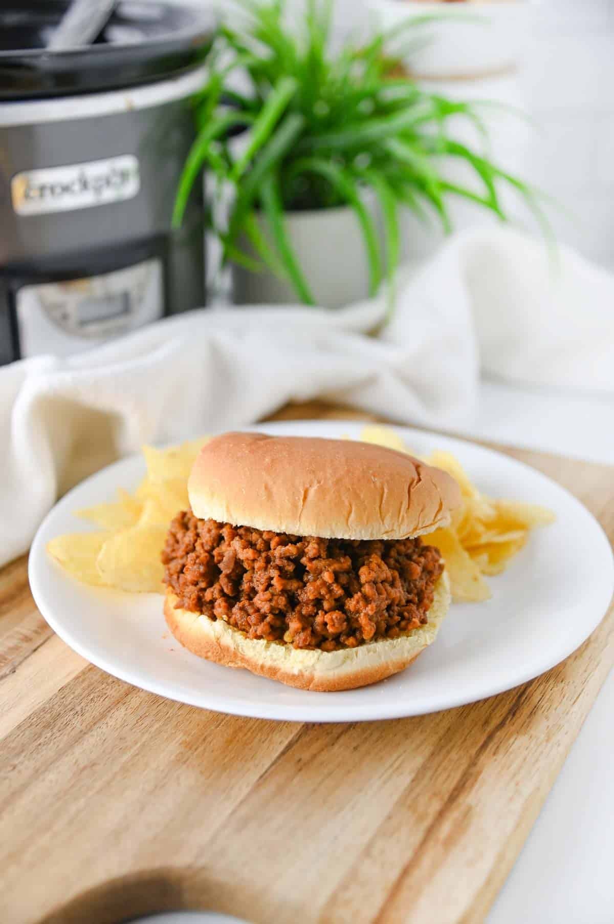 ground beef sloppy joe mix on a bun
