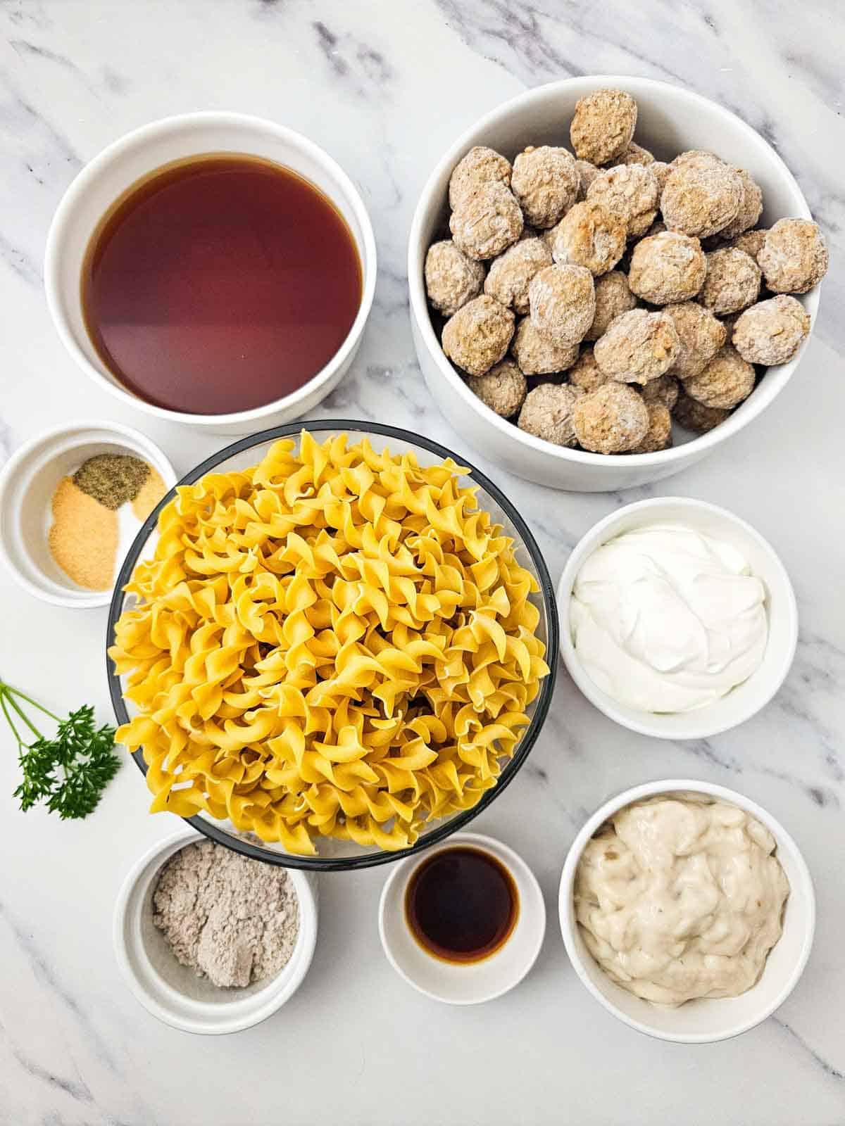 swedish meatballs ingredients on the kitchen counter