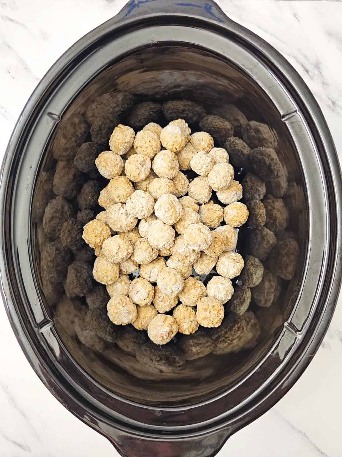 frozen meatballs in a slow cooker