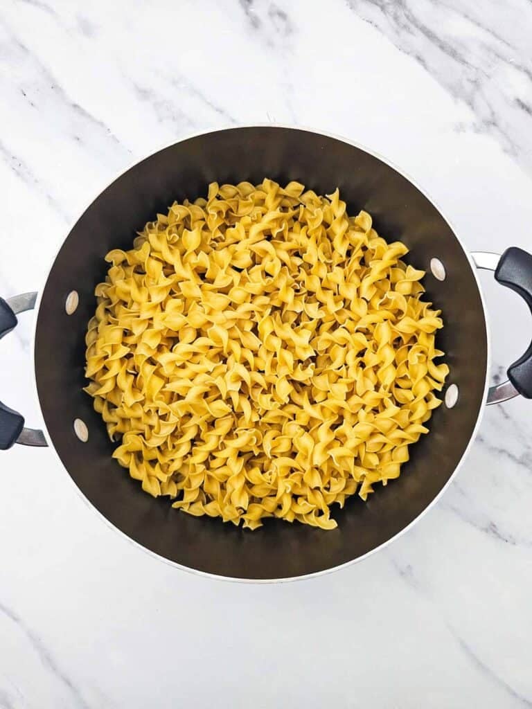 egg noodles in a pot