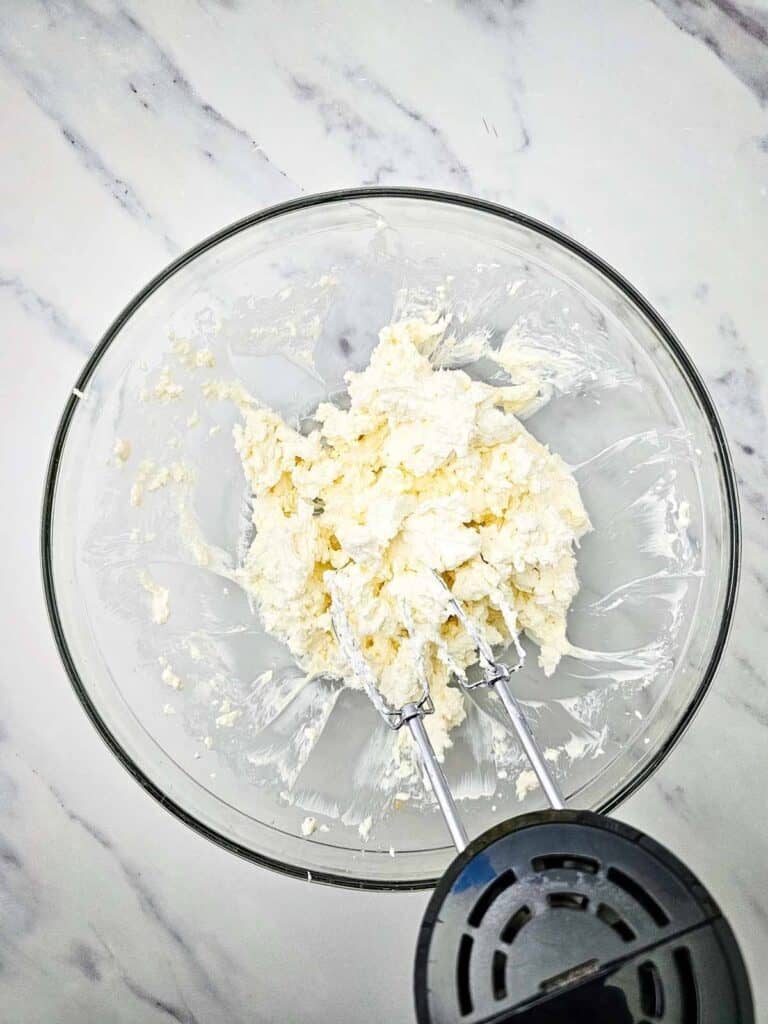 cream cheese and mayo mixture whipped with an electric mixer