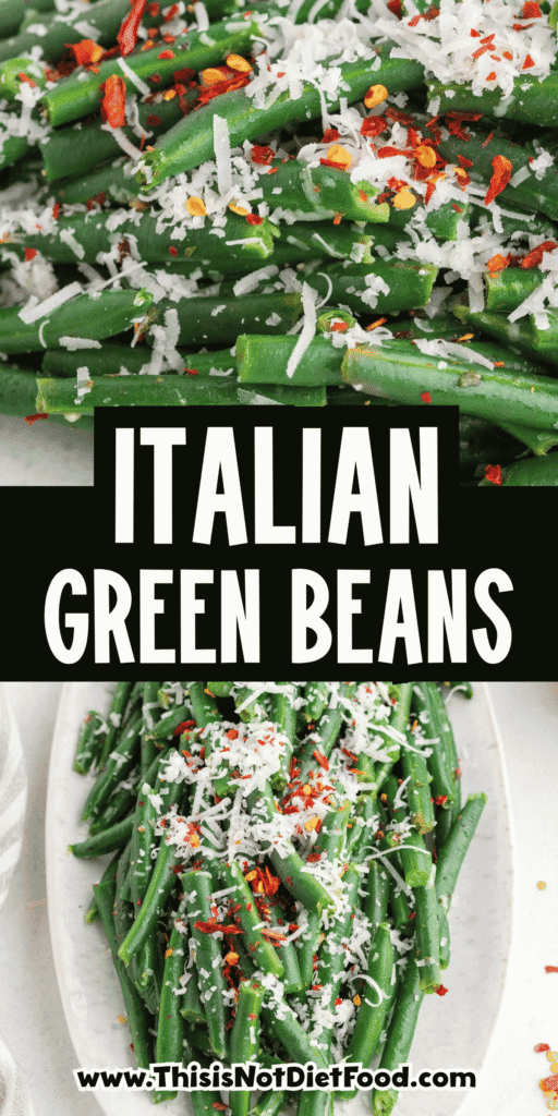 These Italian Green Beans are an easy vegetable side dish made with frozen green beans, butter, Italian seasoning, Parmesan cheese, and simple pantry seasonings. This quick skillet green beans recipe is ready in about 15 minutes and makes a flavorful side for chicken dinners, pasta nights, holiday meals, Sunday supper, or busy weeknight dinners. The green beans cook until tender, then get tossed with melted butter and herbs before being topped with salty Parmesan and optional chili flakes. If you need easy side dishes, frozen green bean recipes, Italian side dishes, Parmesan green beans, skillet vegetables, or quick vegetable recipes for family dinners, this simple green beans recipe is a keeper.