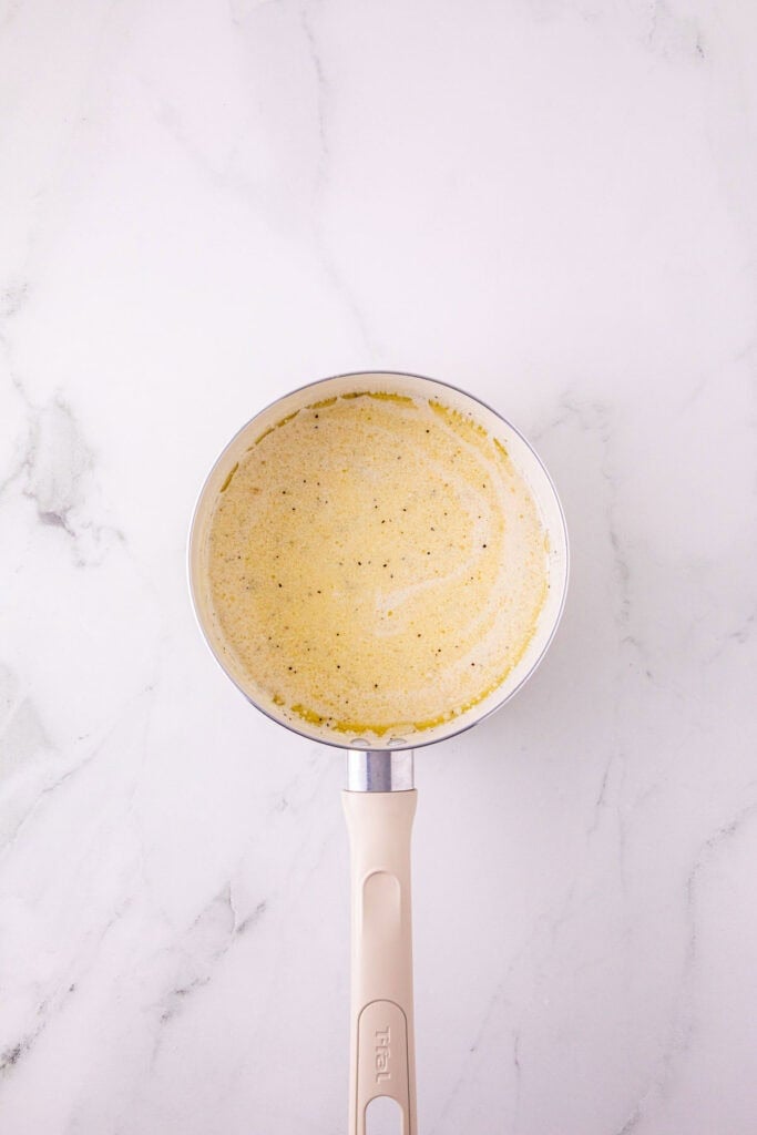 milk and melted butter in a saucepan