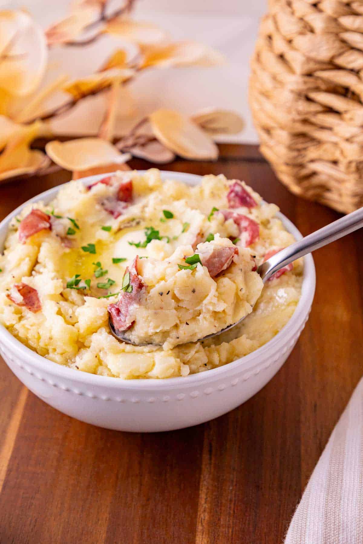 spoonful of garlic mashed potatoes