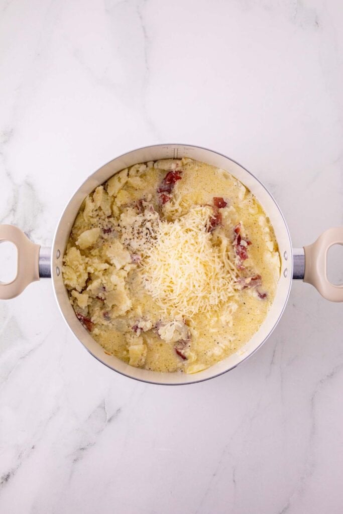 parmesan cheese, garlic and butter added to mashed potatoes