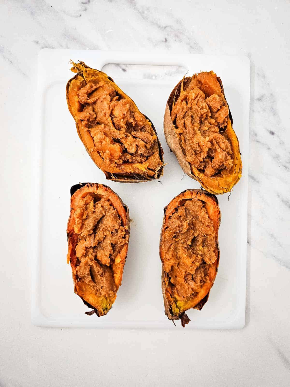 mashed sweet potatoes inside sweet potatoes skins