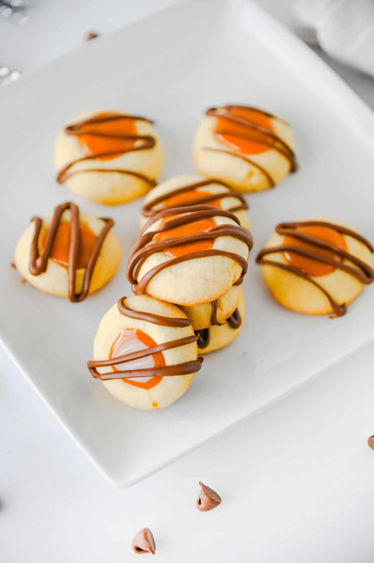 stacked twix cookies on a plate