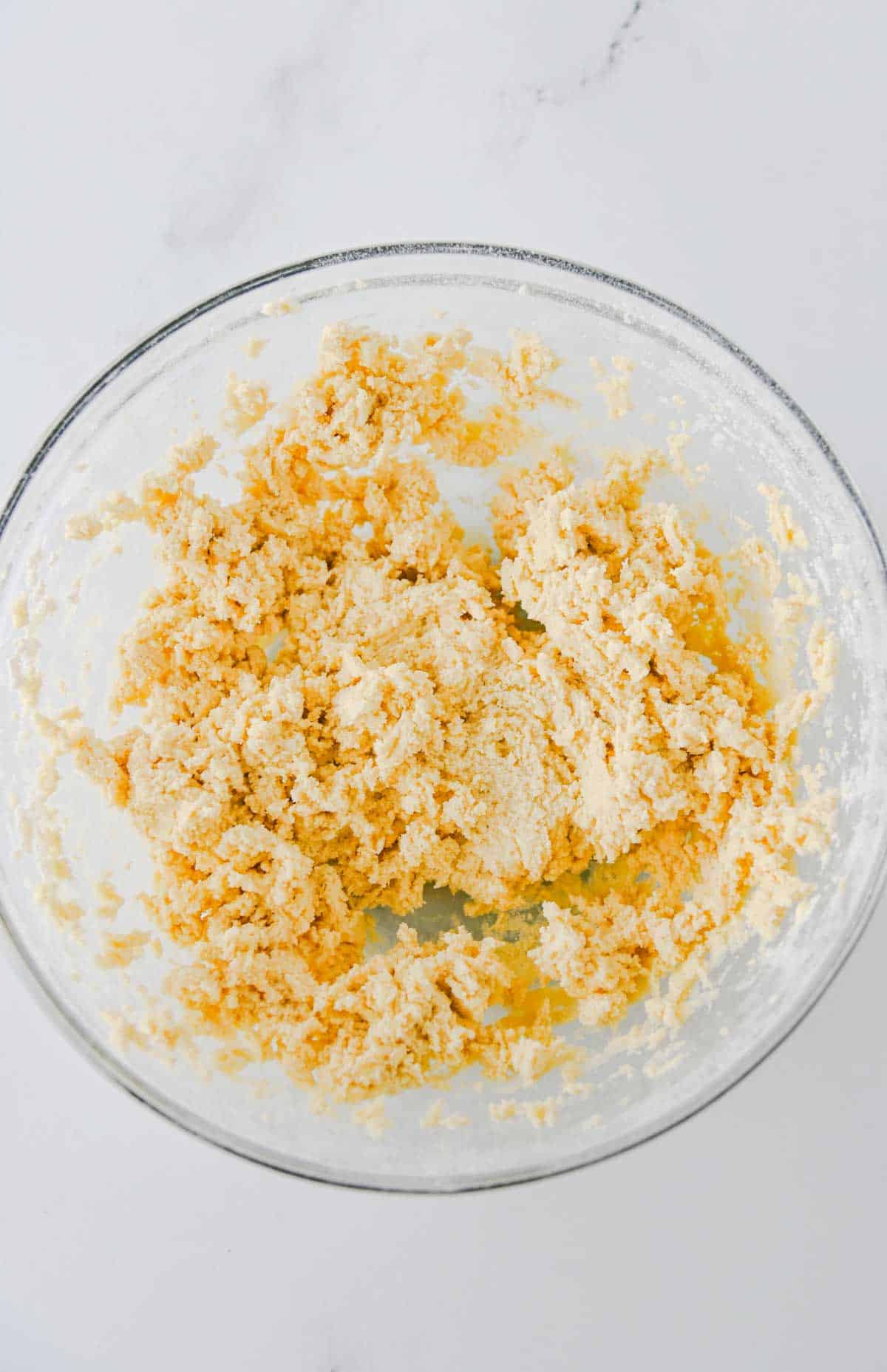 cookie dough mixture in a mixing bowl