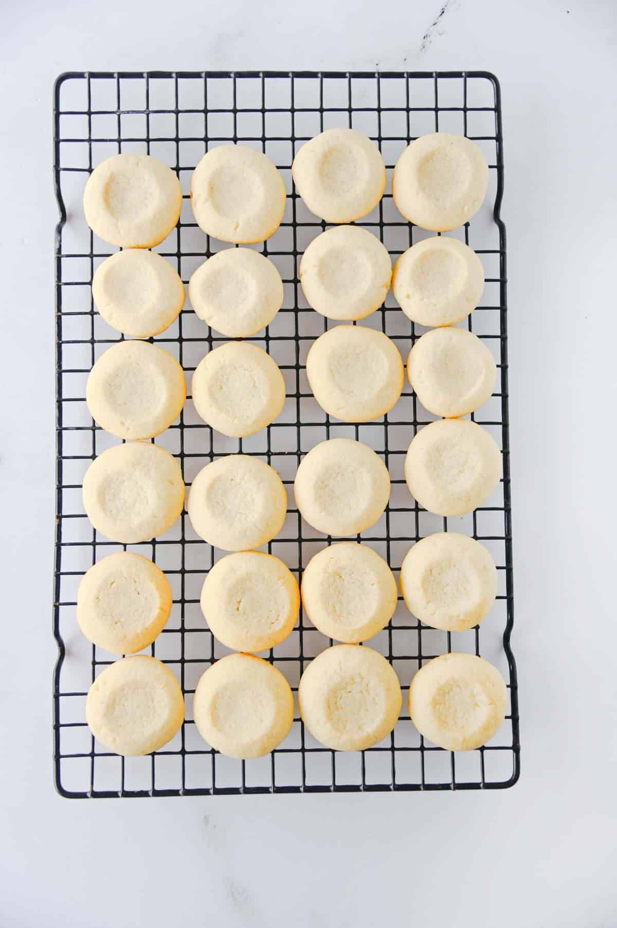 thumbrint cookies on a cooling rack