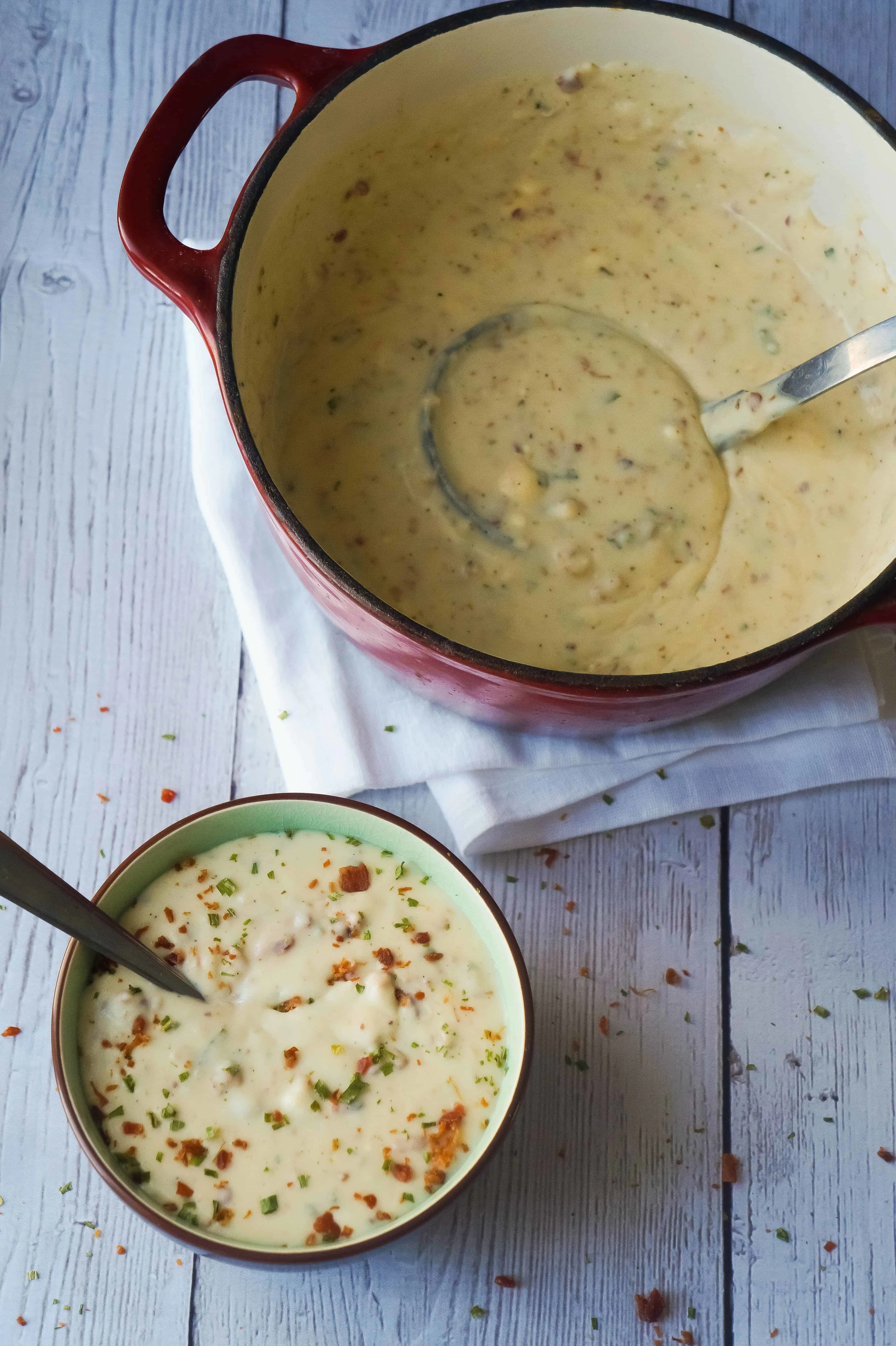 Cream Cheese Potato Bacon Soup is a hearty soup recipe perfect for lunch or an easy weeknight dinner.
