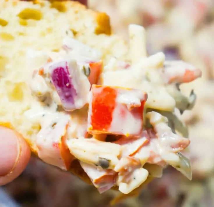 Serve this bacon bruschetta party dip with baguette or crackers.