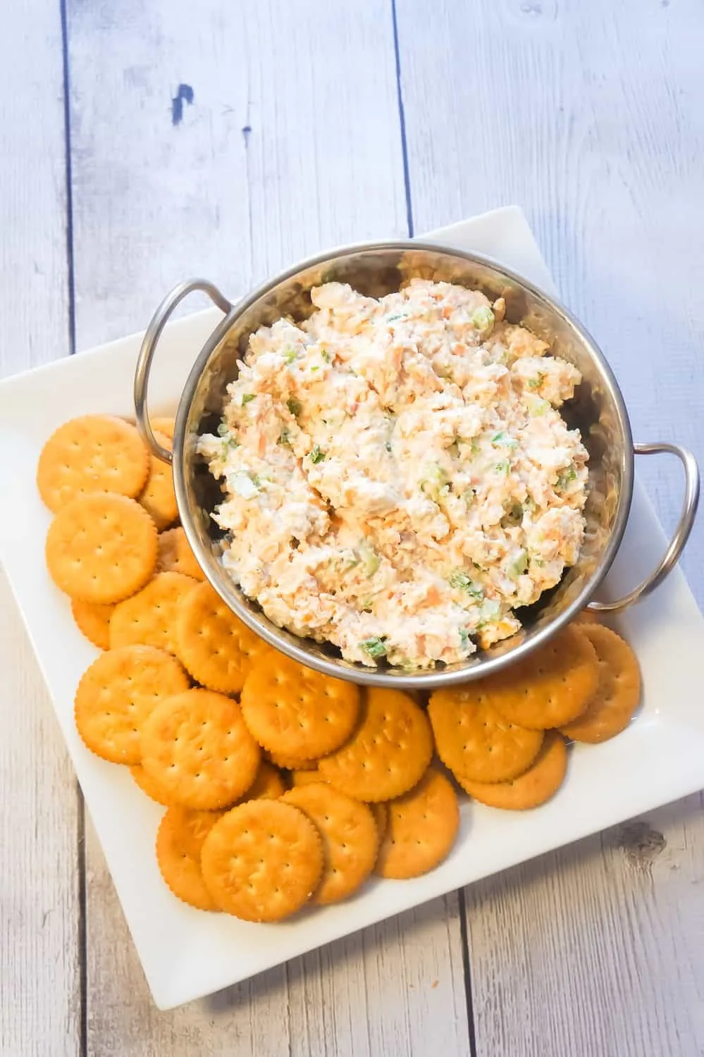 Bacon Cheddar Chicken Salad Dip is the perfect cracker dip.