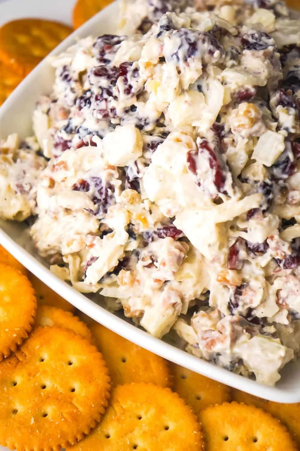 Bacon Cranberry Walnut Dip is an easy cold dip recipe perfect for serving with crackers. This cold party dip is loaded with bacon, Swiss cheese, dried cranberries and chopped walnuts.