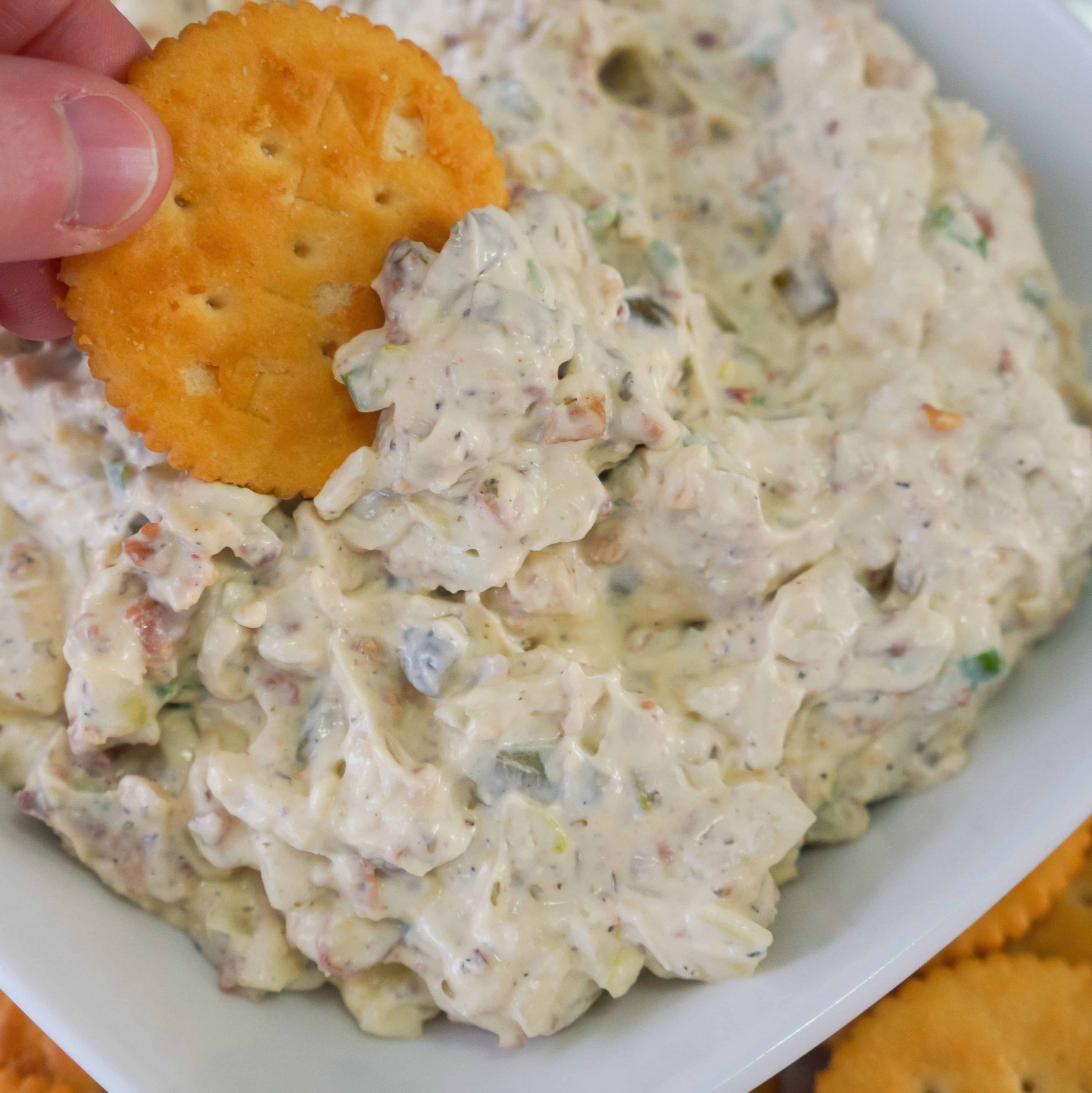 Bacon Onion Dip made with cream cheese.