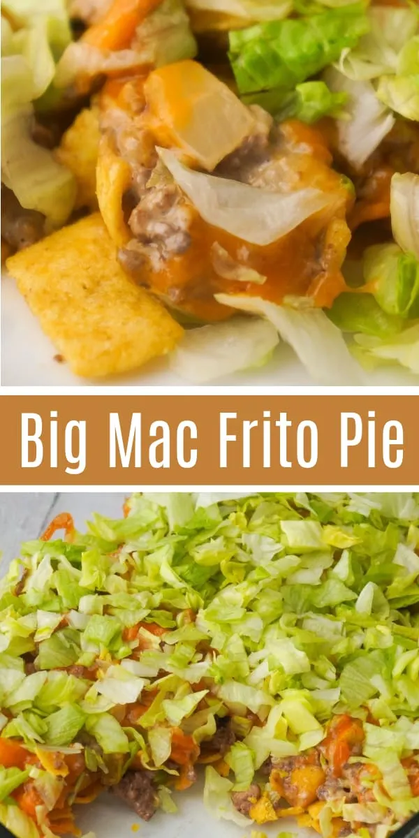 Big Mac Frito Pie is an easy ground beef dinner recipe that can be on the table in under 30 minutes. Frito's corn chips are topped with ground beef mixed with Big Mac sauce, diced pickles and cheddar cheese.