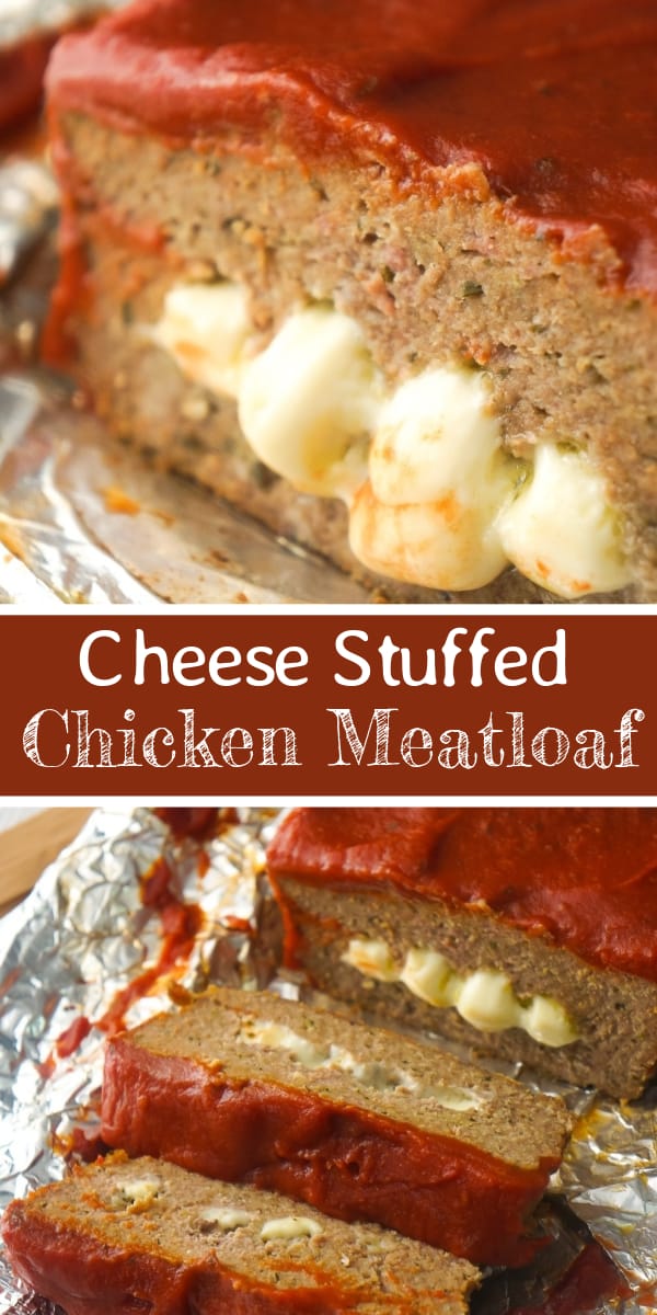 Cheese Stuffed Ground Chicken Meatloaf is an easy dinner recipe loaded with Italian flavours. This chicken meatloaf is made with Italian seasoned bread crumbs, basil pesto, mozzarella cheese and topped with pizza sauce.