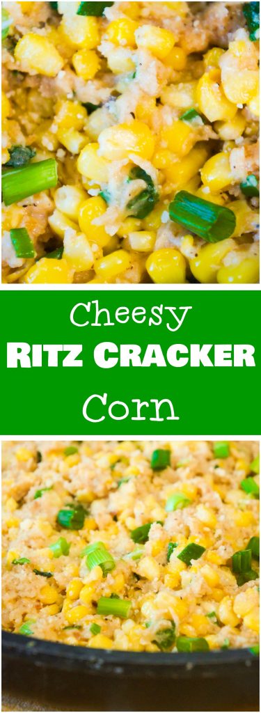 Cheesy Ritz Cracker Corn is an easy side dish perfect for almost any meal. Serve this corn loaded with Swiss Cheese, Parmesan and Ritz Cracker crumbs with your Christmas or Thanksgiving dinner.