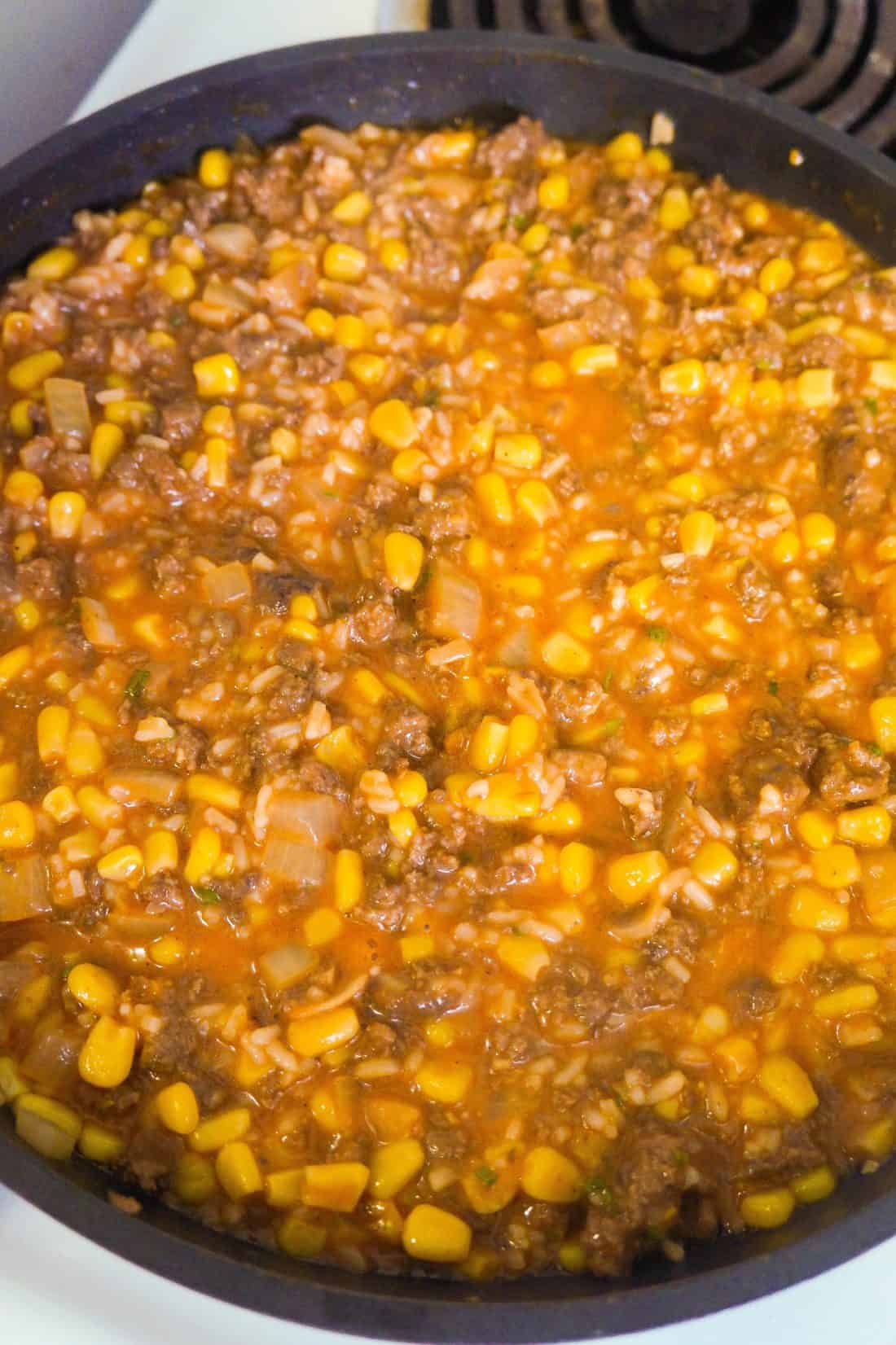 Cheesy Tomato Ground Beef and Rice - THIS IS NOT DIET FOOD