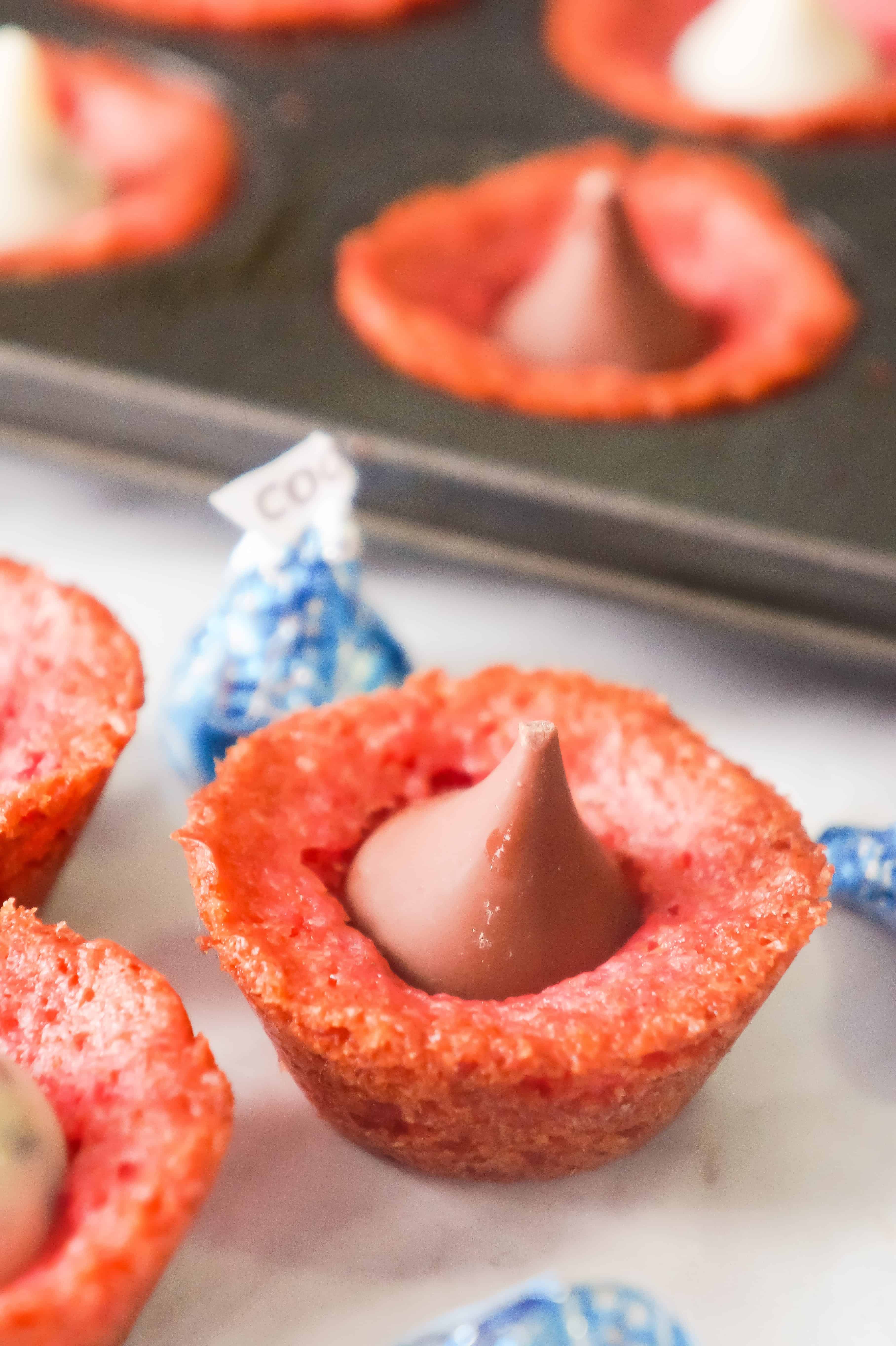 Cherry Jello Sugar Cookie Cups are an easy Valentine's dessert recipe.