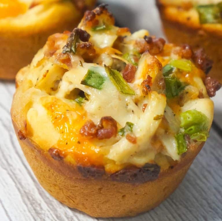 Chicken Bacon Ranch Biscuit Cups are a fun and easy party food. These biscuits loaded with rotisserie chicken, cheddar cheese and bacon are a delicious hand held snack.